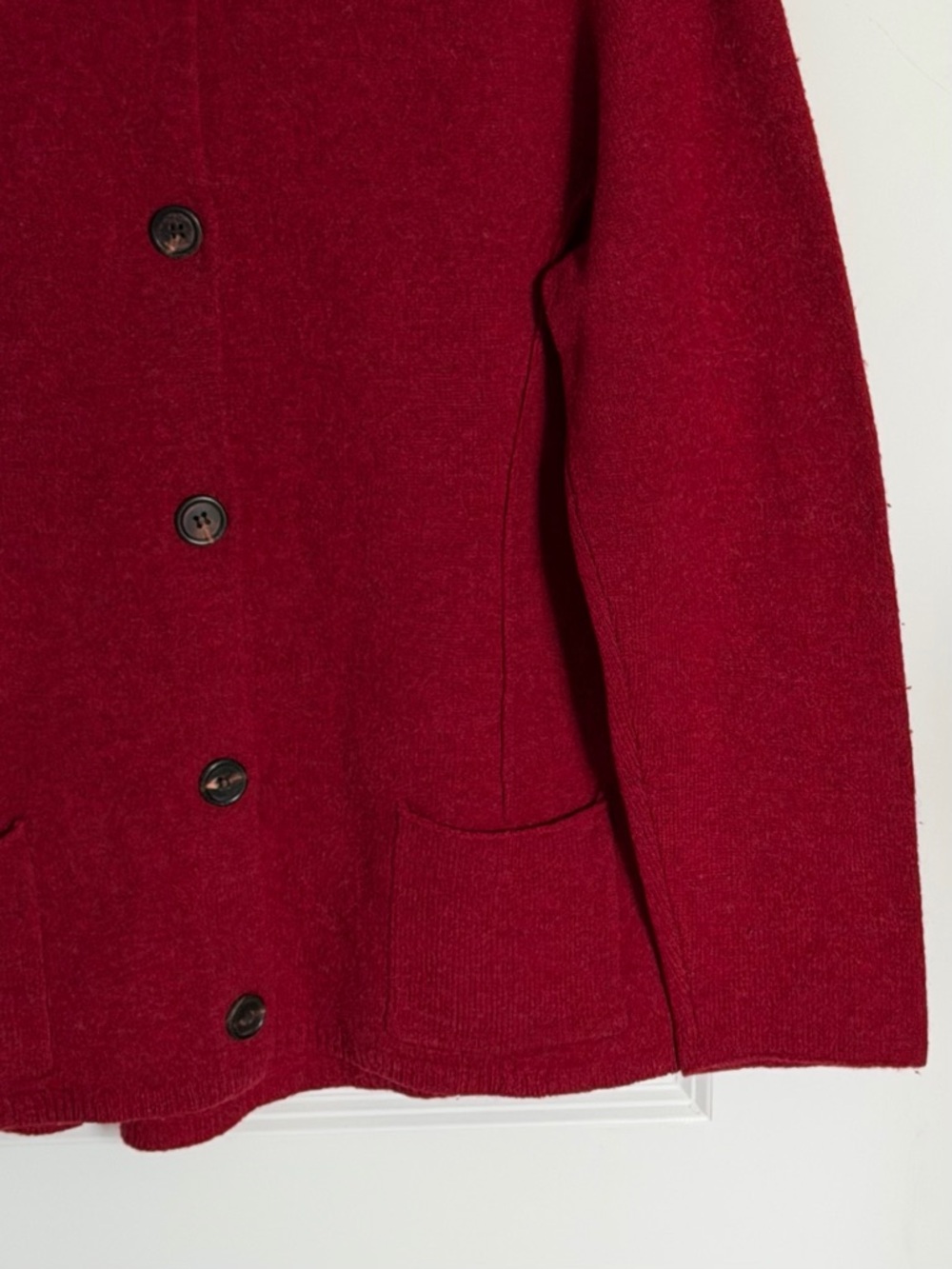 Eileen Fisher Women's Red Wool Button-Front Wool Pea Coat Size XL 39966 - Picture 6 of 15